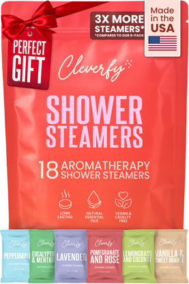Picture of Cleverfy Shower Steamers Aromatherapy - 18 Pack of Shower Bombs with Essential Oils. Self Care Birthday Gifts for Women and Valentines Day Gifts for Her and Him. Red Set