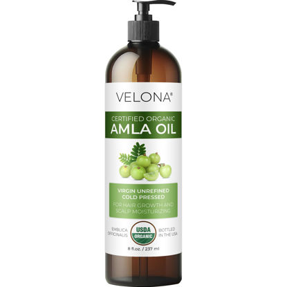 Picture of velona Amla Oil USDA Certified Organic - 8 oz | 100% Pure and Natural Carrier Oil | Extra Virgin, Unrefined, Cold Pressed | Hair Growth, Body, Face & Skin Care | Use Today - Enjoy Results…