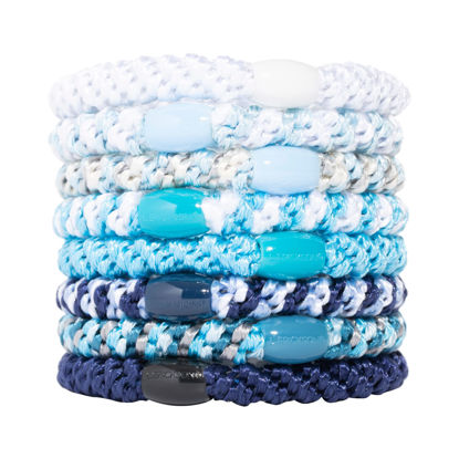Picture of L. Erickson Grab & Go Pony - Coastal - 8 Pack Ponytail Holder Hair Ties - Blue Mix