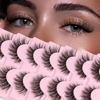 Picture of Veleasha Natural Lashes Fluffy Eyelashes Cat Eye Lashes 7 Pairs 8-15mm Clear Band False Eyelashes C Curl Wispy Faux Mink Lashes Soft 100% Handmade Fake Eyelashes (C01)
