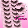 Picture of Veleasha Natural Lashes Fluffy Eyelashes Cat Eye Lashes 7 Pairs 8-15mm Clear Band False Eyelashes C Curl Wispy Faux Mink Lashes Soft 100% Handmade Fake Eyelashes (C01)