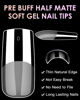 Picture of Soft Gel Nail Tips Medium Square, 120PCS Pre Buff Full Cover Nail Extenison Tips Half Matte Gel X Nail Tips BORNBYME