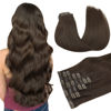 Picture of DOORES Seamless Clip in Hair Extensions Real Human Hair, Light Dark Brown 130g 7pcs 16 Inch Virgin Clip in Hair Extensions, Invisible Edge Clip in Hair Extensions, Straight Natural Hair