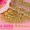 Picture of Belleboost Flat Back Pearls Kits 1 Box of Flatback Gold Half Round Pearls with Pickup Pencil and Tweezer for Home DIY and Professional Nail Art, Face Makeup and Craft