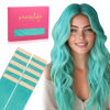 Picture of WENNALIFE Tape in Hair Extensions Human Hair Teal Green Tape in Extensions, 10pcs 20g 12 inch Remy Invisible Tape Ins Straight Colored Soft Real Human Hair Tape in Extensions Refill Set Extensions