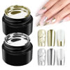 Picture of Makartt Chrome Gel Nail Polish Set: Metallic Gel Nail Polish, Silver and Gold 3D Metal Painting Gel for Nail Art Soak off UV/LED Glossy Mirror Effect Nail Glue Gel for Home Salon DIY Manicure（2pcs）