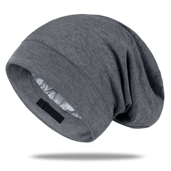 Picture of OLESILK Mulberry Silk Bonnet for Women, Unisex Adjustable Sleep Cap, Real Silk Hair Wrap, Pearl Grey