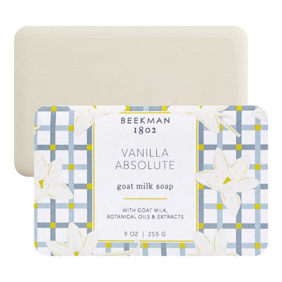 Picture of Beekman 1802 Goat Milk Body Soap Bar, Vanilla Absolute - Scented - 9 oz - Nourishes, Moisturizes & Hydrates - 100% Vegetable Soap with Lactic Acid - Good for Sensitive Skin - Cruelty Free