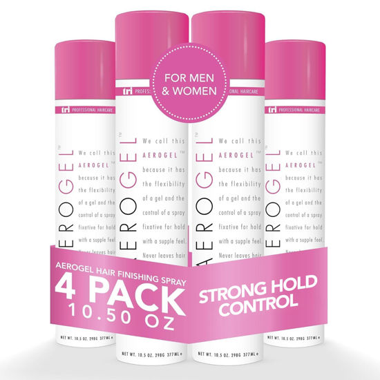 Picture of TRI Design Aerogel Hairspray - Non-Toxic Hair Finishing Spray for Styling, Volumizing and Holding Curly Hair with Flexible Hold - For Women and Men - Pack of 4 (10.5 oz)
