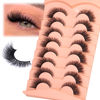 Picture of Mink Lashes Cat Eye Fluffy False Lashes Fox Eye False Eyelashes Lashes Natural D Curl Volume Fake Eyelashes Soft Handmade Lashes that Look Like Extensions Lashes Pack