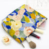 Picture of PAZIMIIK Floral Makeup Bag Large Cotton Zipper Pouch for Purse Travel Canvas Make Up Organizer for Women Cosmetic,Garden Blue