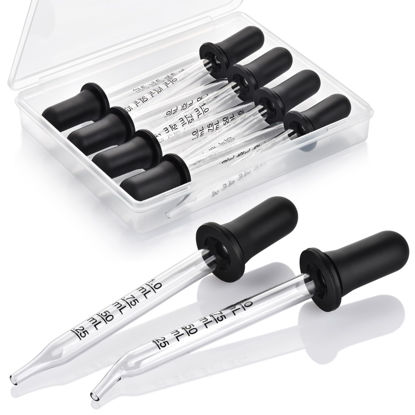 Picture of Herain 8 Pack Glass Pipette Dropper, Ear and Eye Dropper Bent & Straight Tips, 1 ml Droppers for Essential Oils, Lab, Health Care, Crafts, Measuring and Transferring a Variety of Liquids