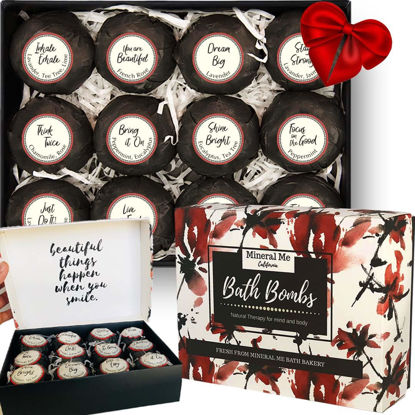 Picture of Valentines Bath Bombs for Women Relaxing with Inspirational Messages, 12 Natural and Organic Bath Bombs with Essential Oils & Skin Moisturizing Shea Butter. Gift for Her, Wife, Girlfriend.
