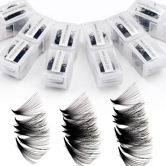 Picture of WENDY Lashes Premade Fans Eyelash Extensions 1200PCS Eyelash Extension 20D Volume Lash Extensions Loose Promade Fans D Curl Mixed 9-20mm Pointed Base Pre Made Lashes(1200PCS-20D-0.07-D, 9-20mm mixed)