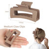 Picture of Sisiaipu 3.5 Inch Medium Hair Claw Clips 6 Pack Hair Clips for Women Square Claw Clips Rectangle Clips for Hair Banana Jaw Clips Hair Accessories for Girls -Chocolate