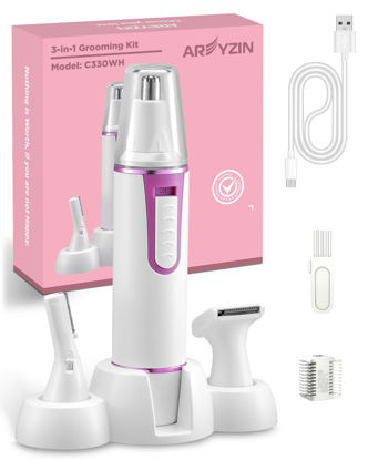 Picture of AREYZIN Nose Hair Trimmer for Women Rechargeable Eyebrow & Facial Hair Trimmer for Men, Professional Painless Nose Trimmer with IPX7 Waterproof, Dual Edge Blades for Easy Cleaning