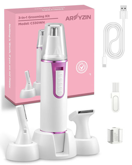Picture of AREYZIN Nose Hair Trimmer for Women Rechargeable Eyebrow & Facial Hair Trimmer for Men, Professional Painless Nose Trimmer with IPX7 Waterproof, Dual Edge Blades for Easy Cleaning