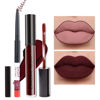 Picture of evpct 2Pcs Dark Red Maroon Matte Lipstick and Lip Liner Makeup Set for Women DNM Dark Blood Red Liquid Matte Brown Lipstick Lip Liner Stain long lasting waterproof Permanent Lipstick 24 hours 17#