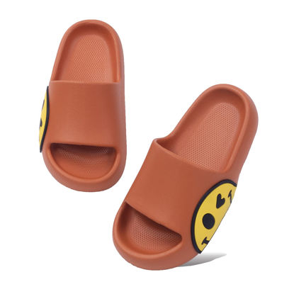Picture of Sandals for Girls and Boys,Mens Slippers Sandals for Women,EVA Anti-Slip Indoor & Outdoor Kids Slippers Smile Face Open Toe Spa Bath Pool Gym House Casual Shower Shoes(Orange 27/28)