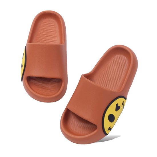 Picture of Sandals for Girls and Boys,Mens Slippers Sandals for Women,EVA Anti-Slip Indoor & Outdoor Kids Slippers Smile Face Open Toe Spa Bath Pool Gym House Casual Shower Shoes(Orange 27/28)