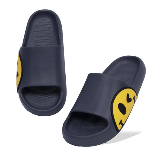 Picture of Sandals for Girls and Boys,Mens Slippers Sandals for Women,EVA Anti-Slip Indoor & Outdoor Kids Slippers Smile Face Open Toe Spa Bath Pool Gym House Casual Shower Shoes(Grey 44/45)