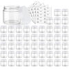 Picture of 50 Pack 2 OZ Plastic Jars Round Clear Cosmetic Container Jars with White Lids, Eternal Moment Plastic Slime Jars for Lotion, Cream, Ointments, Makeup, Eye shadow, Rhinestone, Samples, Travel Storage