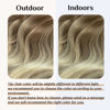 Picture of SARLA Ombre Invisible Wire Hair Extensions with 3 Clips Long Synthetic Wavy Curly Hairpiece Adjustable Transparent Headband for Women 22 Inch Brown to Cool Blonde