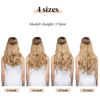 Picture of SARLA Ombre Invisible Wire Hair Extensions with 3 Clips Long Synthetic Wavy Curly Hairpiece Adjustable Transparent Headband for Women 22 Inch Brown to Cool Blonde
