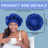 Picture of 4PCS Silk Bonnet for Sleeping - Hair Satin Bonnets for Black Women Men,Hair Wrap Cap for Curly Hair,Elastic Wide Band Hair Bonnet Shower Cap for Sleeping (Black & Sapphire Blue & Green & Purple)