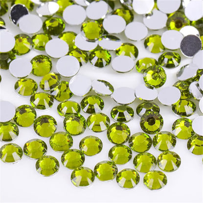 Picture of 1500 Pieces SS16 4mm Flatback Rhinestones Clear Glass Round Gems Crystals for Nail Art DIY Crafts Clothes Shoes Bags （Olive Green）