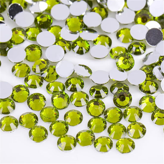 Picture of 1500 Pieces SS16 4mm Flatback Rhinestones Clear Glass Round Gems Crystals for Nail Art DIY Crafts Clothes Shoes Bags （Olive Green）