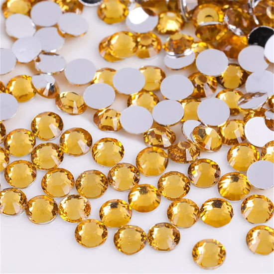 Picture of 3000 Pieces SS12 3mm Flatback Rhinestones Clear Glass Round Gems Crystals for Nail Art DIY Crafts Clothes Shoes Bags （Golden Yellow）