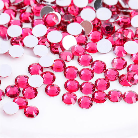 Picture of 3000 Pieces SS12 3mm Flatback Rhinestones Clear Glass Round Gems Crystals for Nail Art DIY Crafts Clothes Shoes Bags （Rose Red）