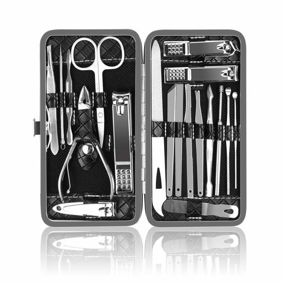 Picture of Manicure Kit, Okom Manicure Set, Travel Essentials Nail Kit, Includes Nail Clippers, Nail File and Pedicure Tools for Feet Pedicure Kit, Gifts for Men and Woman, Grooming Kit(19Pcs)
