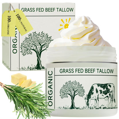 Picture of mkzea Beef Tallow, Beef Tallow for Skin, Tallow Face Moisturizer, Unscented All Organic Beef Tallow Blam Grass Fed Whipped Tallow Face Cream Moisturizer Body Lotion Skin Care