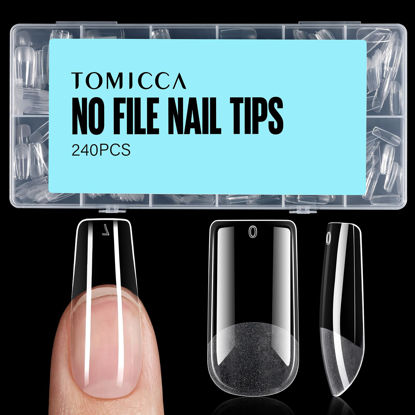 Picture of TOMICCA Medium Square Nail Tips, 240Pcs Soft Gel Nail Tips, 12 Sizes Pre-Shaped Half Matte Fake Clear Gelly Tips, Press on Acrylic Nails for Nail Extension DIY Nail Salon