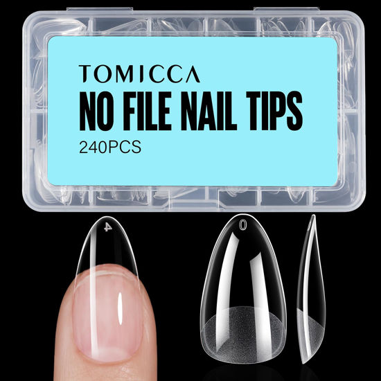 Picture of TOMICCA Medium Almond Nail Tips, 12 Sizes Soft Gel Nail Tips, 240Pcs Press on Nail Acrylic False Nails for Nail Extension DIY Nail Salon
