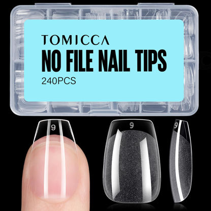Picture of TOMICCA Short Coffin Nail Tips, 240Pcs Acrylic Nail Tips, 12 Sizes Half Matte Soft Gel Nail Tips, Nail Extension Tips for Beginner and Professional