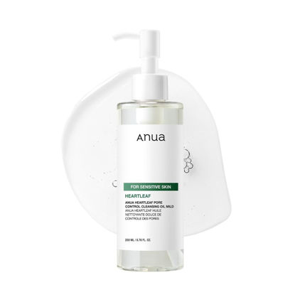 Picture of ANUA Heartleaf Pore Cleansing Oil MILD, Sensitive Skin Face Wash, Oil Cleanser for Face, Makeup Blackhead Remover, Korean Skin Care, Non-Comedogenic, Fragrance Free 6.76 fl oz(200ml)