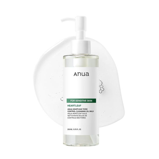 Picture of ANUA Heartleaf Pore Cleansing Oil MILD, Sensitive Skin Face Wash, Oil Cleanser for Face, Makeup Blackhead Remover, Korean Skin Care, Non-Comedogenic, Fragrance Free 6.76 fl oz(200ml)