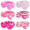 Picture of WHAVEL 6 Pack Pink Spa Headband Makeup Headbands Soft Skincare Headbands Bow Face Wash Headbands Shower Headbands Fluffy Head Wraps Hair Band for Washing Face
