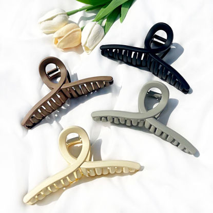 Picture of Big Hair Claw Clips Large Matte Butterfly Hair Clips 5.1" Oversize Hair Clip for Long Thick Hair Barrette Accessories for Women's and Girl's 4 PCS