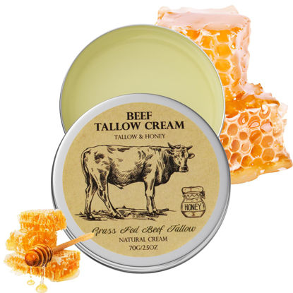 Picture of MROUVIK Beef Tallow for Skin, Tallow and Honey Balm,Tallow Face Moisturizer, Natural Organic Grass-Fed Beef Tallow Balm with Raw Honey Moisturizing Cream for Body Lotion Skin Care
