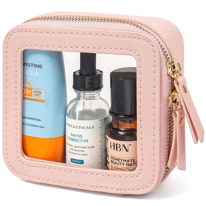 Picture of LETGO Small Makeup Bags for Purse, TSA Approved Toiletry Bag with Zipper,Mini Clear Comestic Bag Car Organizer Travel Size Toiletries Travel Essentials Pink Car Accessories For Women (Mini-Pink)