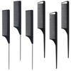 Picture of 6 Packs Hair Rat Tail Combs Parting Rattail Combs Carbon Fiber Heat Resistant Teasing Combs with Stainless Steel Pintail for Women,Girls