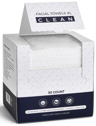 Picture of Disposable Face Towels, Viscose Biodegradable Large Dry Wipes, Super Soft & Thick Face Clean Towels, Daily Facial Tissues for Sensitive Skin, Makeup Removing,Facial Cleansing,Nursing,Travel (50 Count)