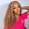 Picture of HIRIREMY 16 Inch Ombre Highlight Curly Bob Wig Human Hair For Black Women Wear And Go Glueless 13x4 HD Honey Blonde Highlight Deep Wave Lace Front Wigs Human Hair Pre Plucked Wet And Wavy 4/27