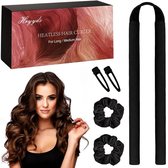 Picture of HRYYDS Upgraded Heatless Hair Curler, with Gift Box, Velvet Heatless Curls Headband - No Smell, Heatless Hair Curlers, to Sleep in for Long Hair and Medium Hair (Black)