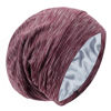 Picture of Silk Satin Lined Bonnet Sleep Cap - Adjustable Stay on All Night Hair Wrap Cover Slouchy Beanie for Curly Hair Protection for Women and Men - Heather Burgundy