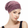 Picture of Silk Satin Lined Bonnet Sleep Cap - Adjustable Stay on All Night Hair Wrap Cover Slouchy Beanie for Curly Hair Protection for Women and Men - Heather Burgundy